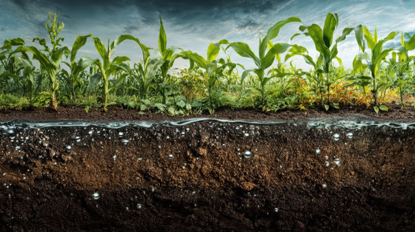 Healthy soil profile showing crop root zone