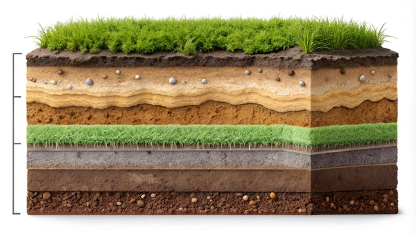 Soil profile showing horizon layers in cross section
