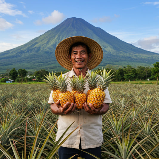 Filipino farmer starting a cover crop program in a plantation field