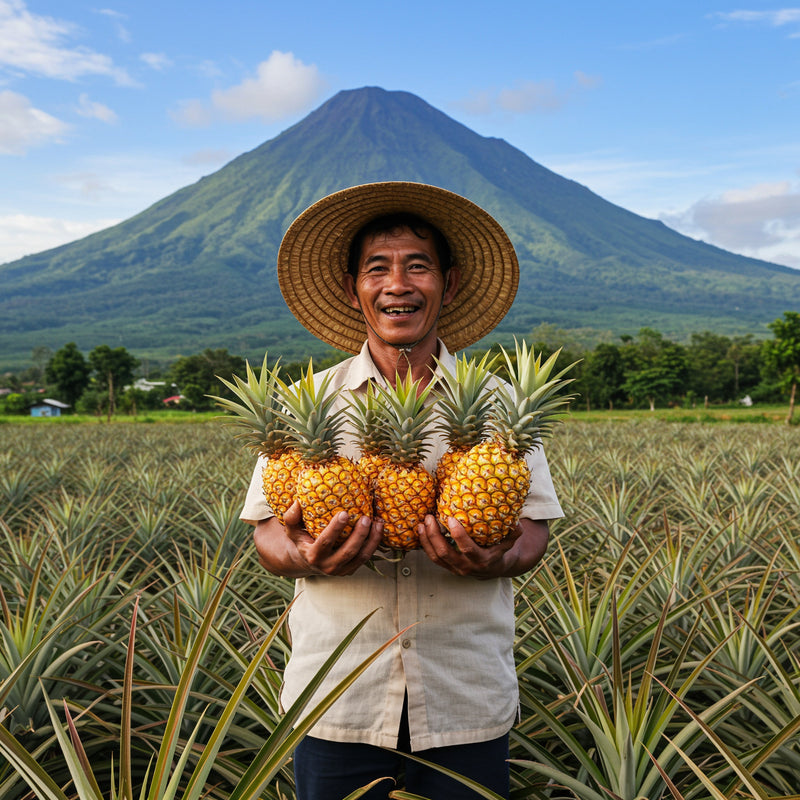 Filipino farmer starting a cover crop program in a plantation field