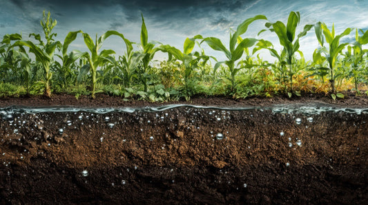 Healthy soil profile showing crop root zone